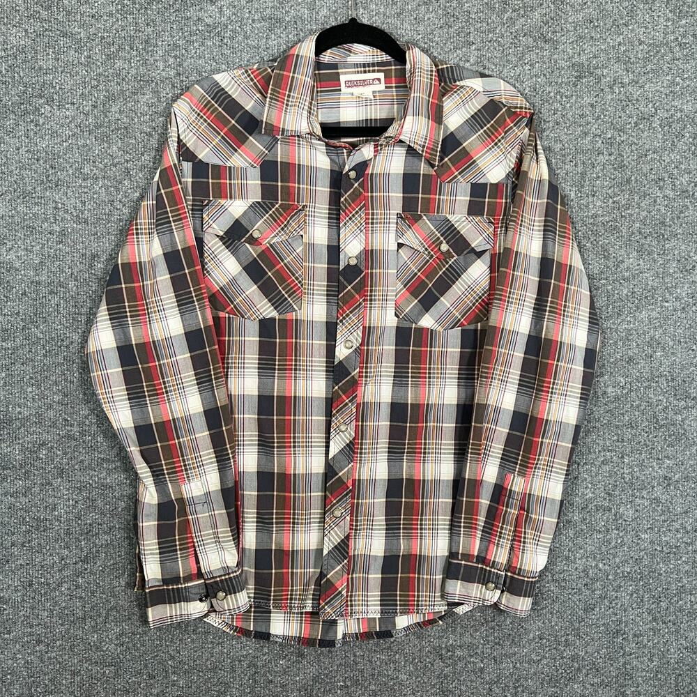 Quiksilver Shirt‎ Mens Small Multicolor Plaid Pearl Snap Button Down Western Y2K